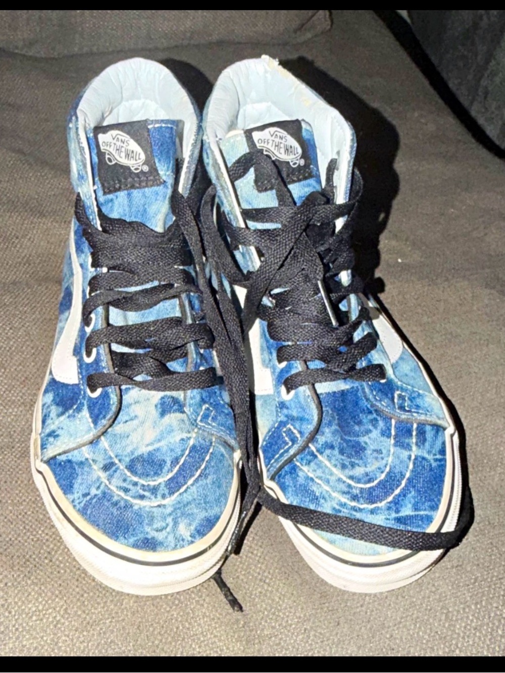 Vans Tie-Dye Denim High Top Sneakers - Blue & White